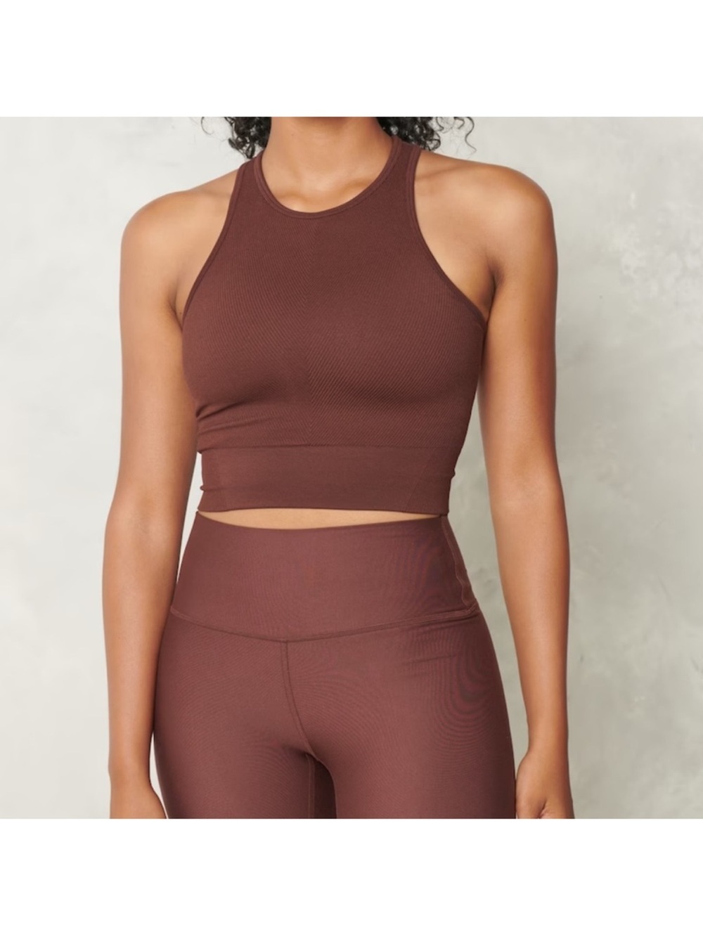 Abercrombie & Fitch YPB SeamlessCore Ribbed Scuba Tank Brown Extra Small